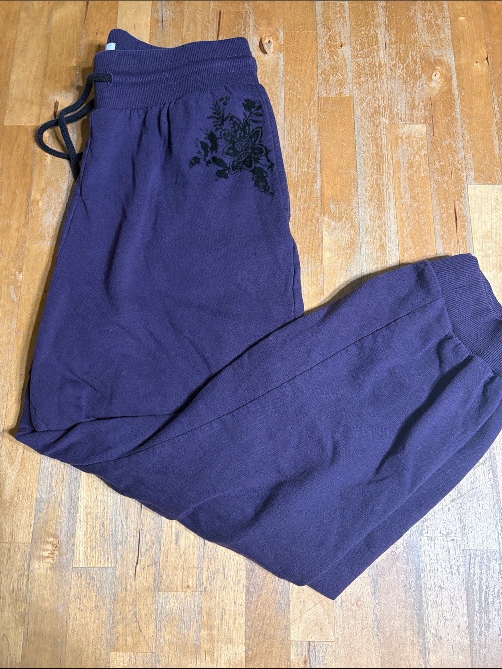 Suzy Shier Deep Purple Ribbed Waistband Sweatpants